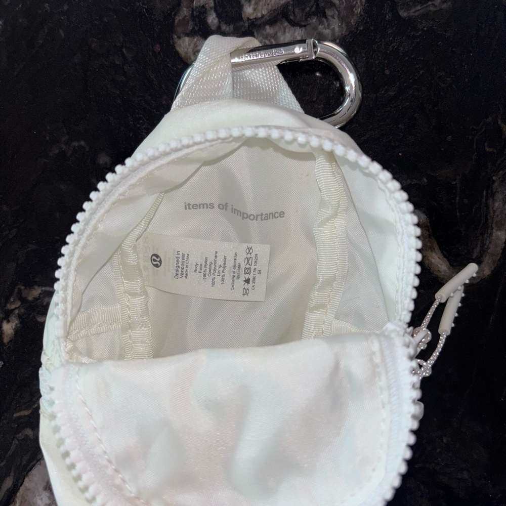LululemonWhite Mini Backpack Keychain - Picture 3 of 3